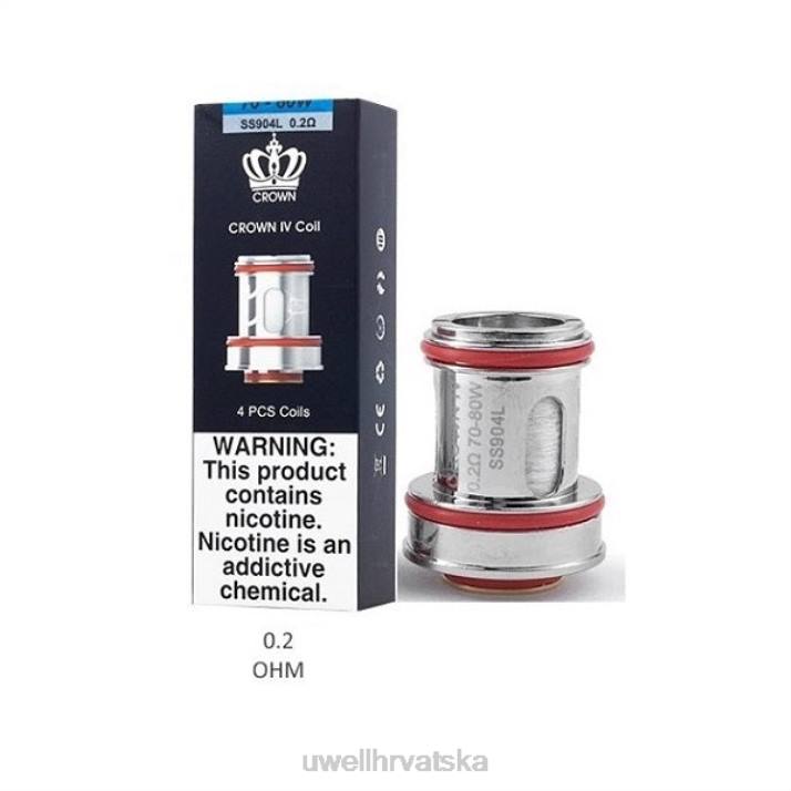 UWELL CROWN 4 zamjenske zavojnice (4 komada) N4TP182 UWELL zagreb dvostruka zavojnica 02 ohma