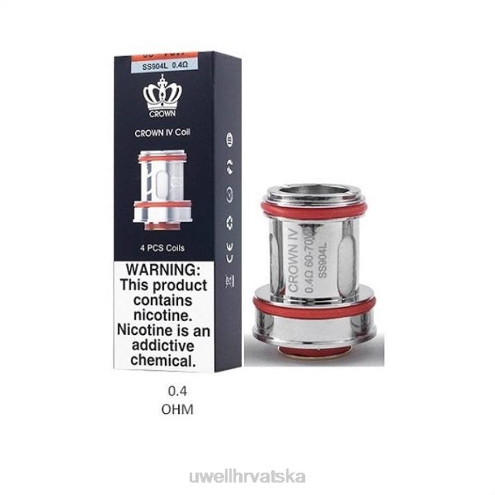 UWELL CROWN 4 zamjenske zavojnice (4 komada) N4TP183 UWELL disposable vape dvostruka zavojnica 04 ohma
