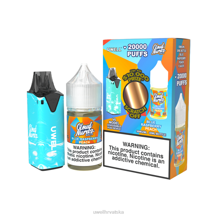 UWELL V6 uređaj za jednokratnu upotrebu + sok Daddys Vapor 30ml - kolab paket N4TP203 UWELL disposable vape clr plava/flv plava malina breskva 50mg
