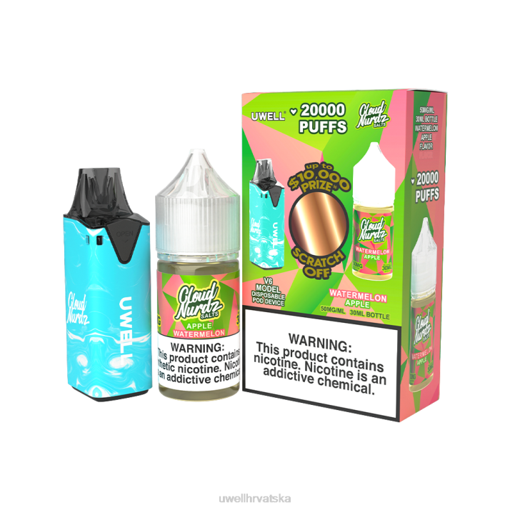 UWELL V6 uređaj za jednokratnu upotrebu + sok Daddys Vapor 30ml - kolab paket N4TP205 UWELL vape for sale clr plava/flv lubenica jabuka 50mg