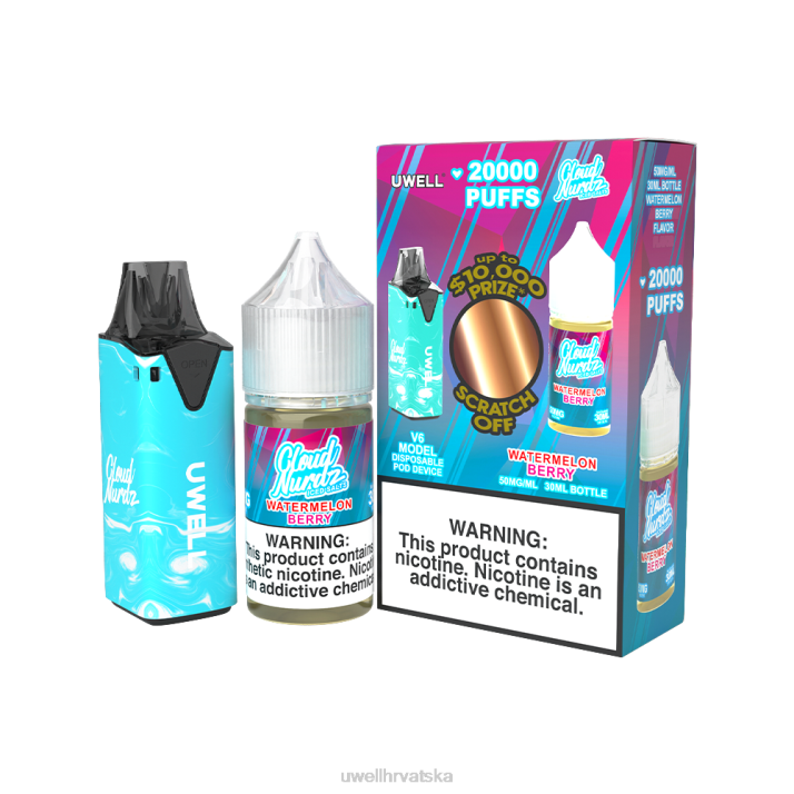 UWELL V6 uređaj za jednokratnu upotrebu + sok Daddys Vapor 30ml - kolab paket N4TP206 UWELL e cigarette clr plava/flv ledena bobica lubenice 50mg