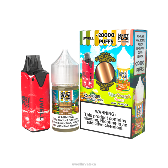 UWELL V6 uređaj za jednokratnu upotrebu + sok Daddys Vapor 30ml - kolab paket N4TP207 best UWELL flavours clr crvena/flv feijoa ananas guava 48mg