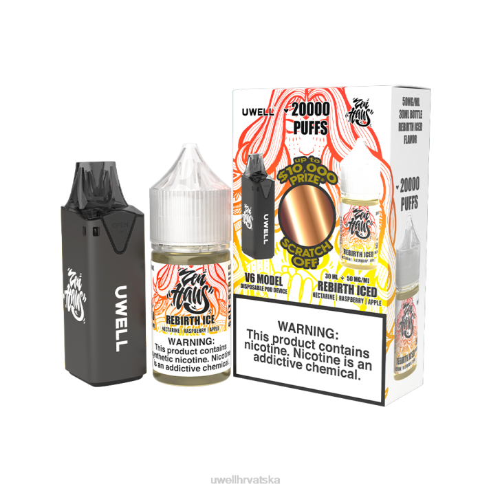 UWELL V6 uređaj za jednokratnu upotrebu + sok Daddy\s Vapor 30ml - kolab paket N4TP207 best UWELL flavours clr crvena/flv feijoa ananas guava 48mg