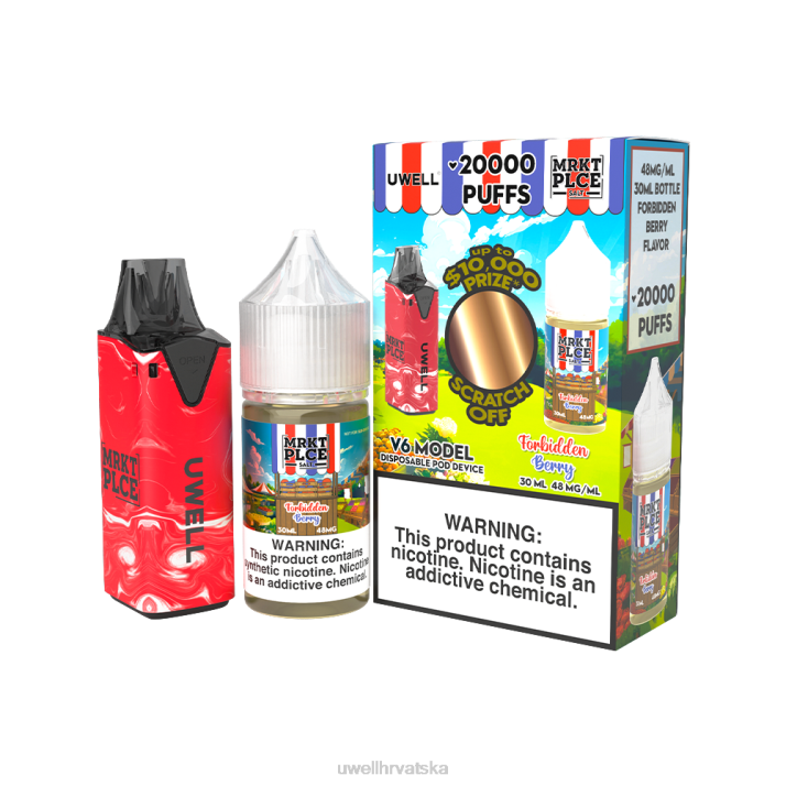 UWELL V6 uređaj za jednokratnu upotrebu + sok Daddys Vapor 30ml - kolab paket N4TP208 UWELL online shop clr crvena/flv zabranjena bobica 48mg