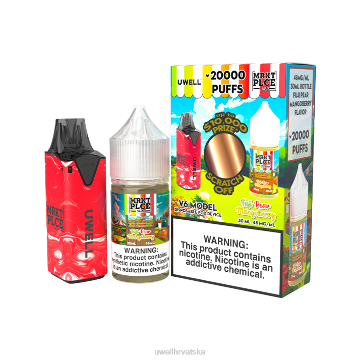 UWELL V6 uređaj za jednokratnu upotrebu + sok Daddys Vapor 30ml - kolab paket N4TP209 UWELL vape kit clr crvena/flv fuji kruška mangoberry 48mg