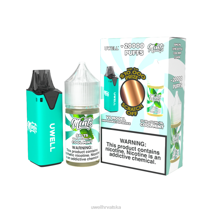 UWELL V6 uređaj za jednokratnu upotrebu + sok Daddys Vapor 30ml - kolab paket N4TP210 UWELL vape price clr cyan/flv cool mint 50mg