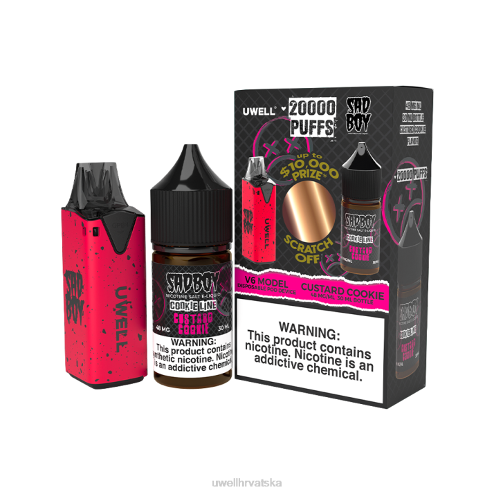 UWELL V6 uređaj za jednokratnu upotrebu + sok Daddys Vapor 30ml - kolab paket N4TP213 UWELL disposable vape clr crvena/flv kolačić s pudingom 48 mg